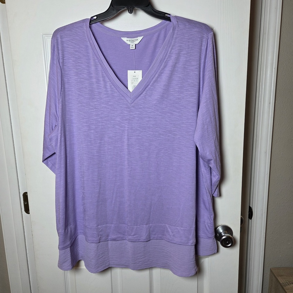 Slim Factor sz 3X lavender tunic top NWT casual lightweight basic fall everyday